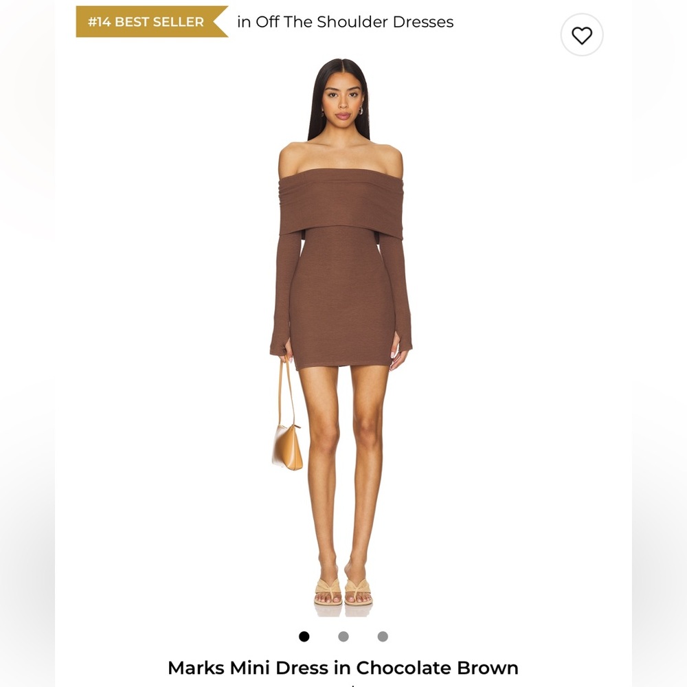 Superdown Off-Shoulder Mini Dress in Brown